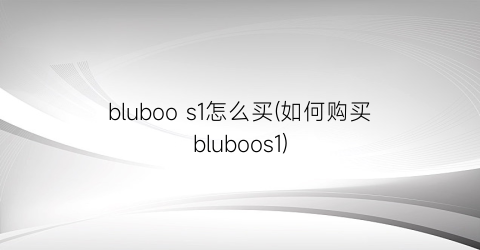 bluboos1怎么买(如何购买bluboos1)